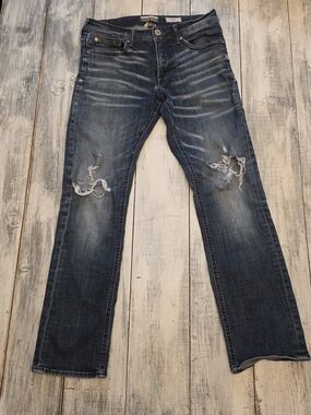 Depart West Straight Fit Distressed Blue Men's Jeans 30x30